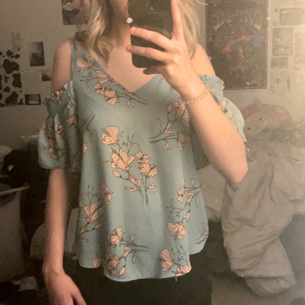 Sienna Sky blue & pink floral blouse